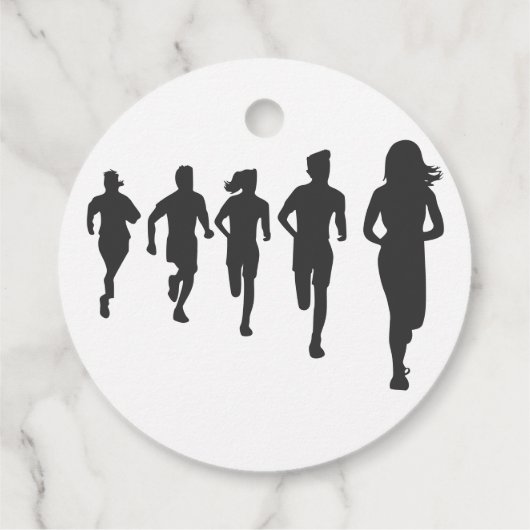 Minimalistisch Marathon Runner Silhouetten Geschenkanhänger (Rückseite)