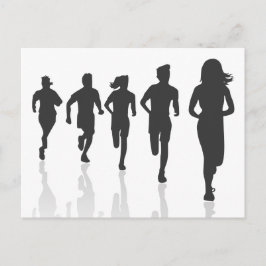 Minimalistisch Marathon Runner Silhouetten Postkarte