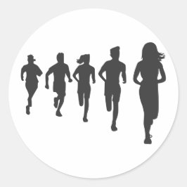 Minimalistisch Marathon Runner Silhouetten Runder Aufkleber