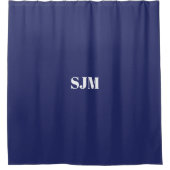 Minimalistisch marinebaublaue Monogramm-Initialen Duschvorhang (Vorderseite)