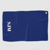 Minimalistisch marinebaublaue Monogramm-Initialen Golfhandtuch (Horizontal)