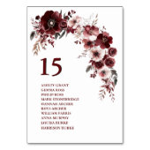 Minimalistisch Maroon Burgundy Wedding Names Tischnummer (Rückseite)