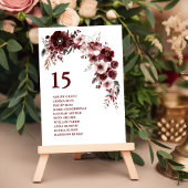 Minimalistisch Maroon Burgundy Wedding Names Tischnummer