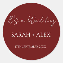 Minimalistisch Maroon Wedding Cocktail Napkins Runder Aufkleber