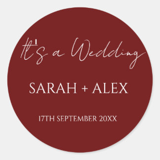 Minimalistisch Maroon Wedding Cocktail Napkins Runder Aufkleber