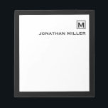 Minimalistisch Maskuline Initial und Name Notizblock<br><div class="desc">Dieses elegante,  einfache Notizblock verfügt über klassische Blocktypografie für Ihren Anfangs- und Namenstext oder Ihren gewünschten Text.</div>