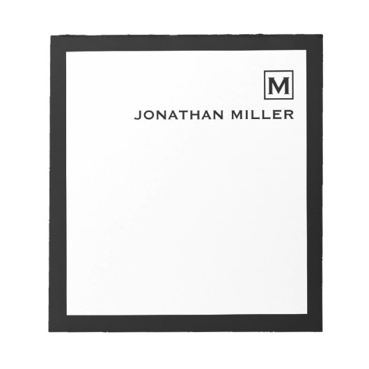 Minimalistisch Maskuline Initial und Name Notizblock (Vorderseite)