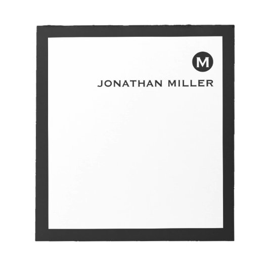 Minimalistisch Maskuline Initial und Name Notizblock (Vorderseite)