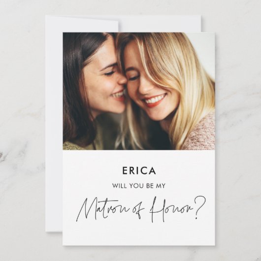 Minimalistisch Matron of Honour Vorschlag Fotokart Einladung (Vorderseite)