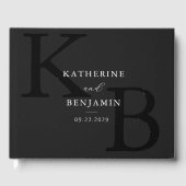 Minimalistisch Matte Black Monogram Modern Wedding Gästebuch (Vorderseite)