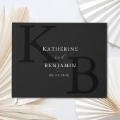 Minimalistisch Matte Black Monogram Modern Wedding Gästebuch