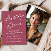 Minimalistisch Mauve Pink Modernes Foto zum Geburt Einladung