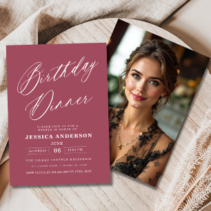 Minimalistisch Mauve Pink Modernes Foto zum Geburt Einladung