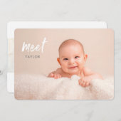 Minimalistisch Meet Baby Fotos Geburtserklärung Einladung (Vorne/Hinten)