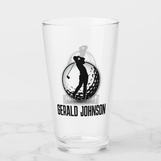 Minimalistisch Men Golf Monogram Design Glas (Rückseite)