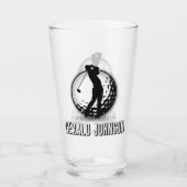 Minimalistisch Men Golf Monogram Design Glas (Rückseite)