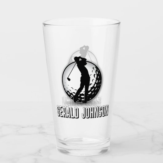 Minimalistisch Men Golf Monogram Design Glas (Vorderseite)