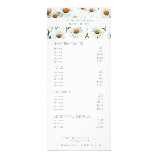 Minimalistisch | Menü "Salon Price List Service" (Vorne)