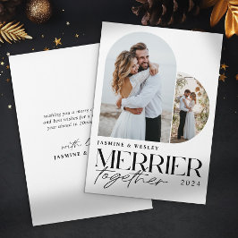 Minimalistisch Merrier Together Wedding Christmas Feiertagskarte