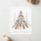 Minimalistisch Merry Christmas Boho Tree|One Foto Mitteilungskarte (Vorderseite/Rückseite Beispiel)