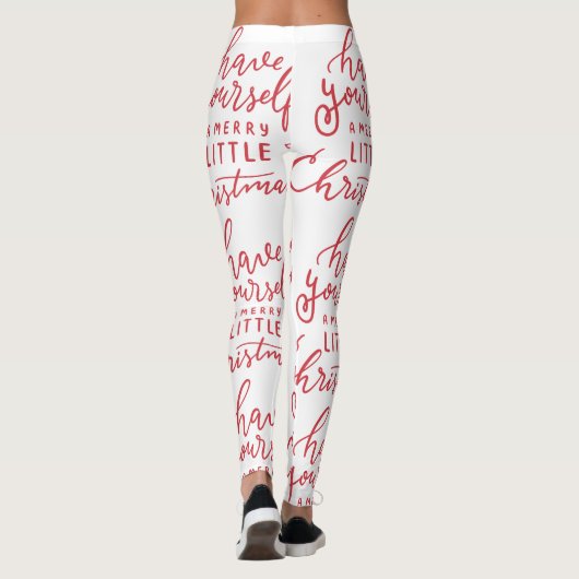 Minimalistisch Merry Little Christmas Red Script W Leggings (Rückseite)