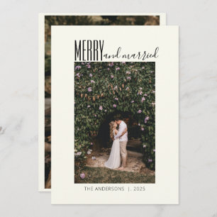 Minimalistisch Merry Verheiratet Wedding Zwei Foto Feiertagskarte