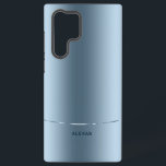 Minimalistisch metallisch blaue Hintergrundmonogra Samsung Galaxy Hülle<br><div class="desc">Einfaches,  modernes und elegantes Bild eines metallischen blauen Hintergrunds. Shiny blauer Streifen Akzent und ein Monogramm.</div>