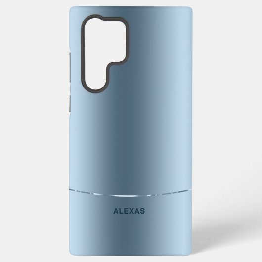 Minimalistisch metallisch blaue Hintergrundmonogra Samsung Galaxy Hülle (Rückseite)