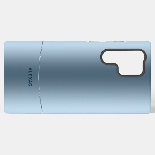 Minimalistisch metallisch blaue Hintergrundmonogra Samsung Galaxy Hülle (Rückseite (Horizontal))