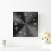 Minimalistisch metallisch schwarz graue römische Z Quadratische Wanduhr (Zuhause)