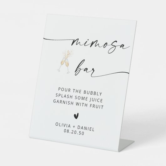 Minimalistisch Mimosa Bar Sign Sockelschild (Vorderseite)