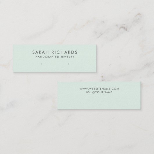 Minimalistisch Minze Green Juwelen Display Earring Mini Visitenkarte (Vorne/Hinten)