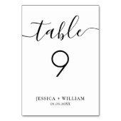 Minimalistisch mit elegantem Kalligraphieskript Tischnummer (Rückseite)