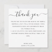 Minimalistisch mit elegantem Script-Brautparty Dankeskarte (Vorderseite)