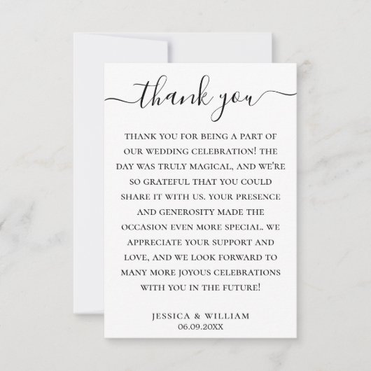 Minimalistisch mit eleganter Kalligrafie Dankeskarte (Vorderseite)