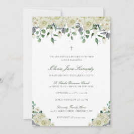 Minimalistisch mit Foto Katholische Taufe Einladun Einladung