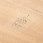 Minimalistisch mit Imitaten Gold Cross Taufen Acryleinladungen (Ablage )