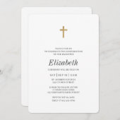 Minimalistisch mit Imitats Gold Cross Girl Bestäti Einladung (Vorne/Hinten)