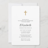 Minimalistisch mit Imitats Gold Cross Girl Bestäti Einladung (Vorderseite)