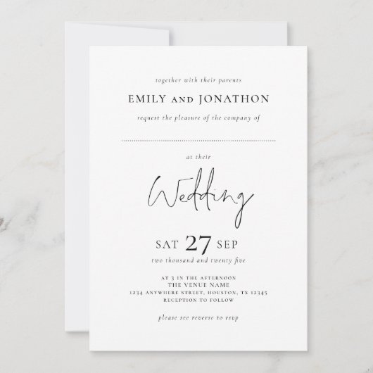 Minimalistisch mit Leerzeichen für Gast QR Wedding Einladung (Vorderseite)