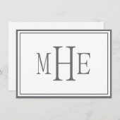 Minimalistisch Mit Monogramm Grau Mitteilungskarte (Vorne/Hinten)