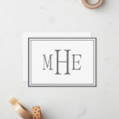 Minimalistisch Mit Monogramm Grau Mitteilungskarte (Vorderseite/Rückseite Beispiel)