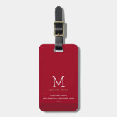 Minimalistisch Mit Monogramm Red Mr. & Mrs. Gepäckanhänger (Vorderseite vertikal)