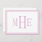 Minimalistisch Mit Monogramm Rosa Mitteilungskarte (Vorne/Hinten)