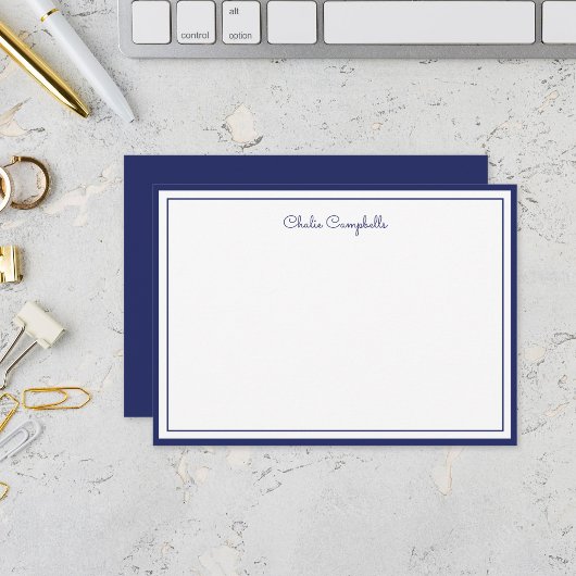 Minimalistisch Mitternachtsblau, 2 Grenzen, Unters Mitteilungskarte