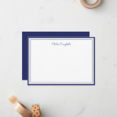 Minimalistisch Mitternachtsblau, 2 Grenzen, Unters Mitteilungskarte (Vorderseite/Rückseite Beispiel)