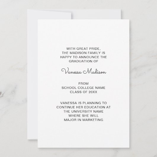 Minimalistisch Modern 1 Foto Abschluss Ankündigung (Rückseite)