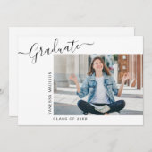 Minimalistisch Modern 1 Foto Abschluss Ankündigung (Vorne/Hinten)