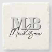 Minimalistisch-Modern-Anfangsmonogramm Steinuntersetzer (Vorderseite)