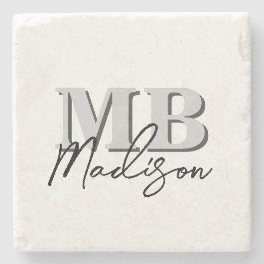 Minimalistisch-Modern-Anfangsmonogramm Steinuntersetzer (Vorderseite)